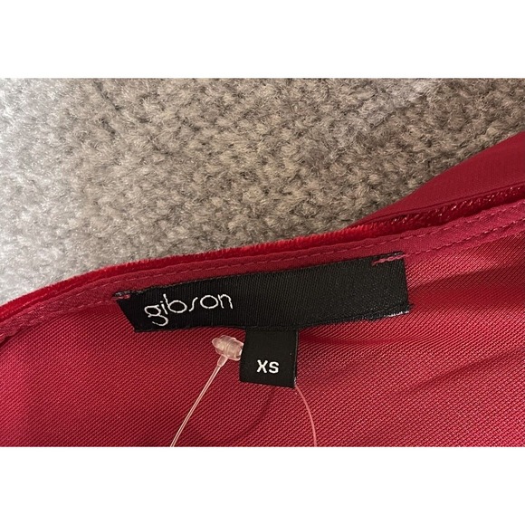 Gibson x Glam Squad Velour Adjustable Tie Strap Tank Top Womens Size XS Red NWT - Picture 3 of 8